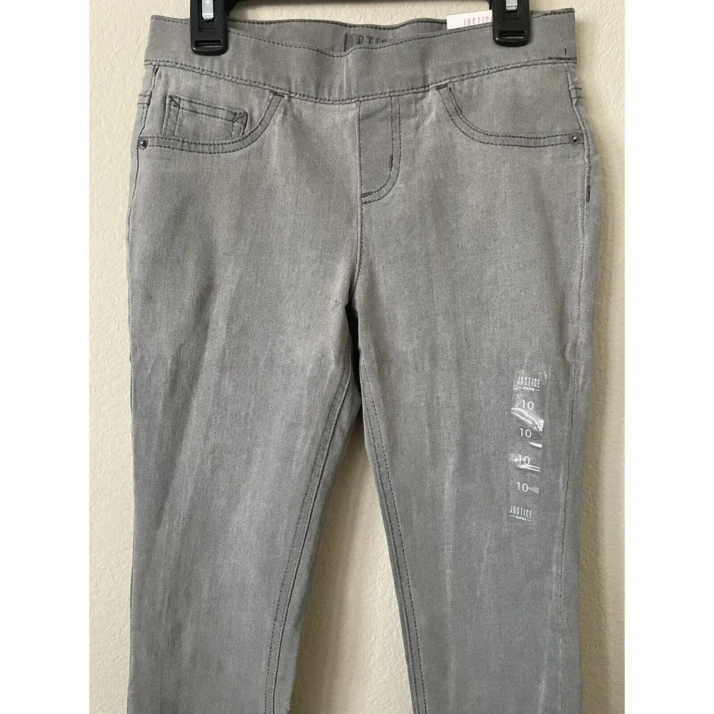 Justice Gray Stretchy Mid Rise Pull On Jean Leggings Jeggings Pants Size 10